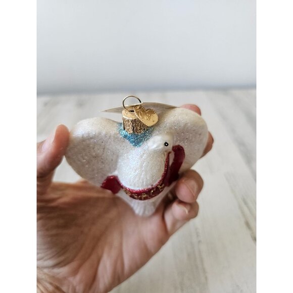 Old world OWC Peace Dove bird glitter ornament glass Xmas tree - Picture 6 of 8